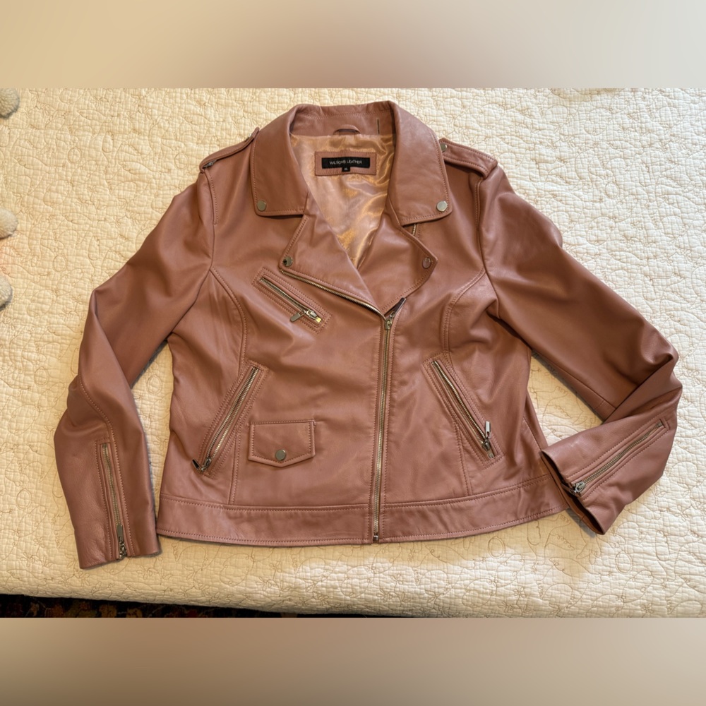 Wilson’s women’s XL dusty pink leather moto jacket
